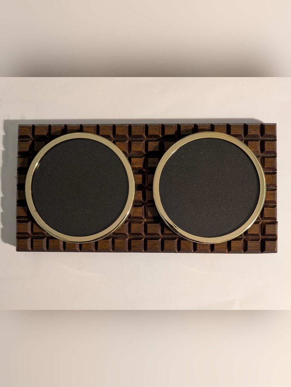 Frame Double Wooden Double Photo Set with Gold Trim 8 x 4